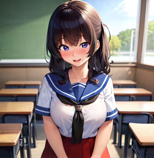 何かを見て驚いている?恥ずかしがっている?女の子