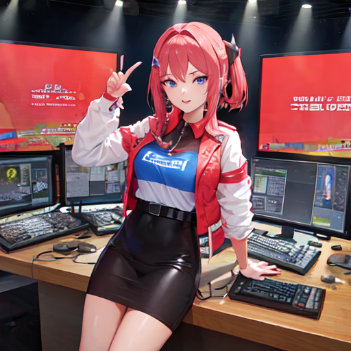 実況している若い女子アナの2次元絵