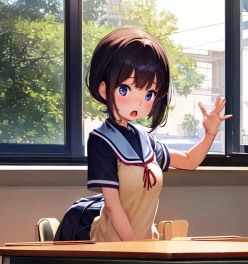 何があったのかびっくりした表情をしている女学生