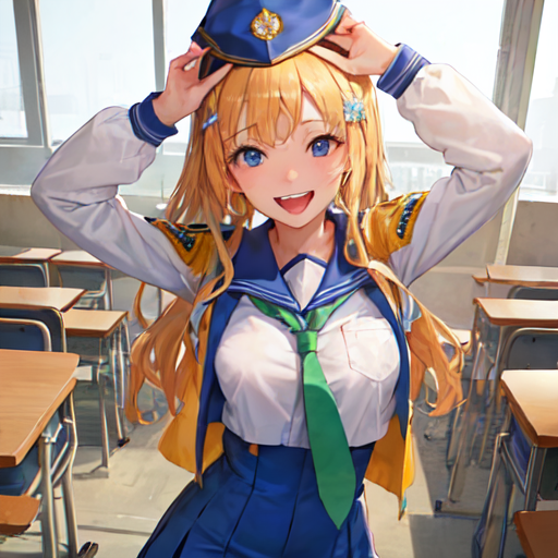 個性的な制服を着て教室で爆笑している女子高生