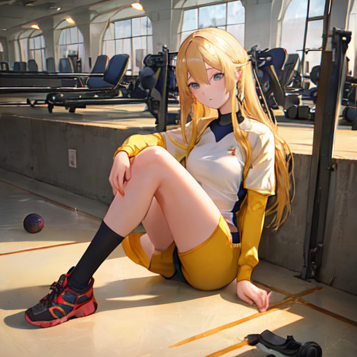 金髪美少女の体育座り