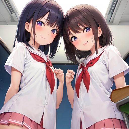 女の子が赤面しながらこっちを見ている