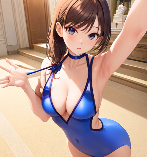 競技前に鏡で自分をチェックしているかわいいフィギュアスケーターの女性