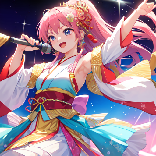 キラキラした和服でステージを盛り上げている女子アイドル