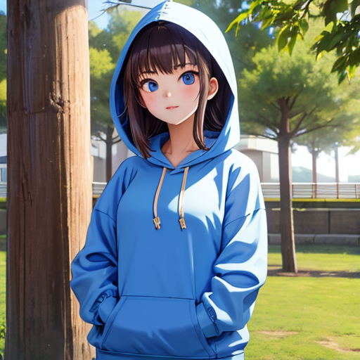 外でなんとなく立ち尽くしているパーカー女子