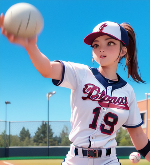 ソフトボールの女性投手