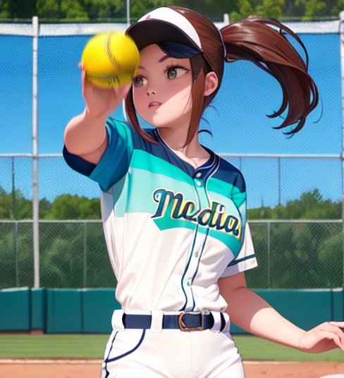 ソフトボールの練習をしているカッコイイ女子高生