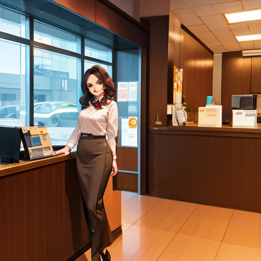 ロングスカートの受付嬢