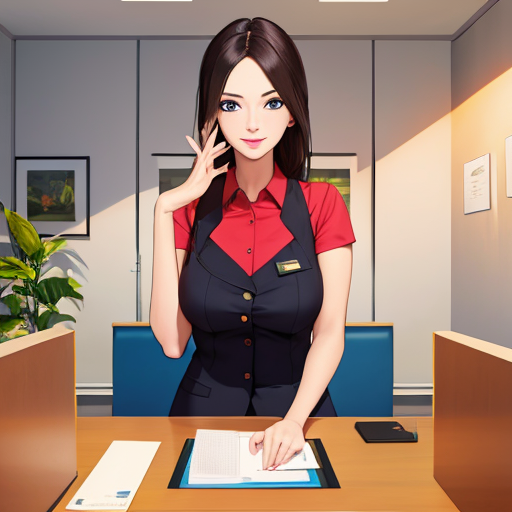 美人な受付嬢が応対してくれているシチュエーション