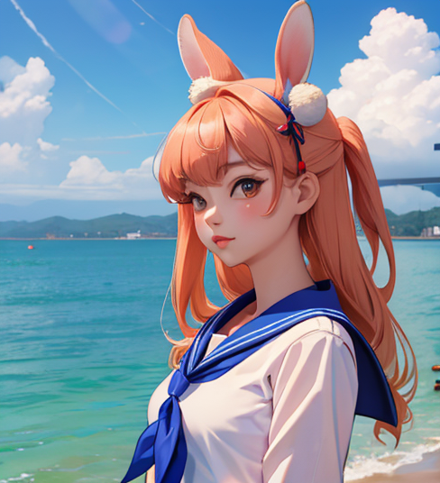 ちょこんとしたウサ耳が生えている美少女