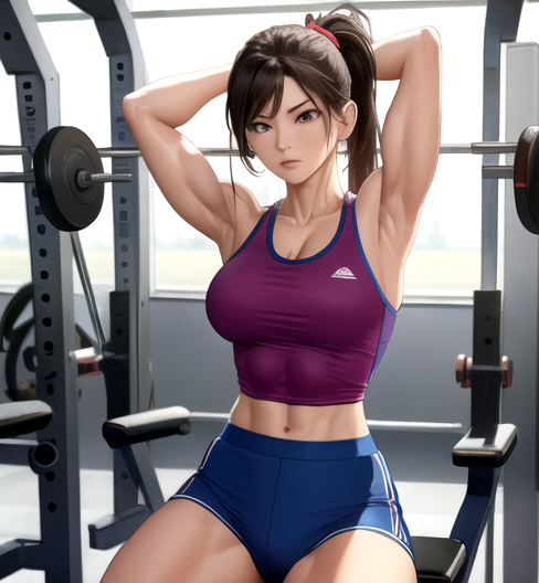 筋肉質でとても引き締まったスポーツ女子